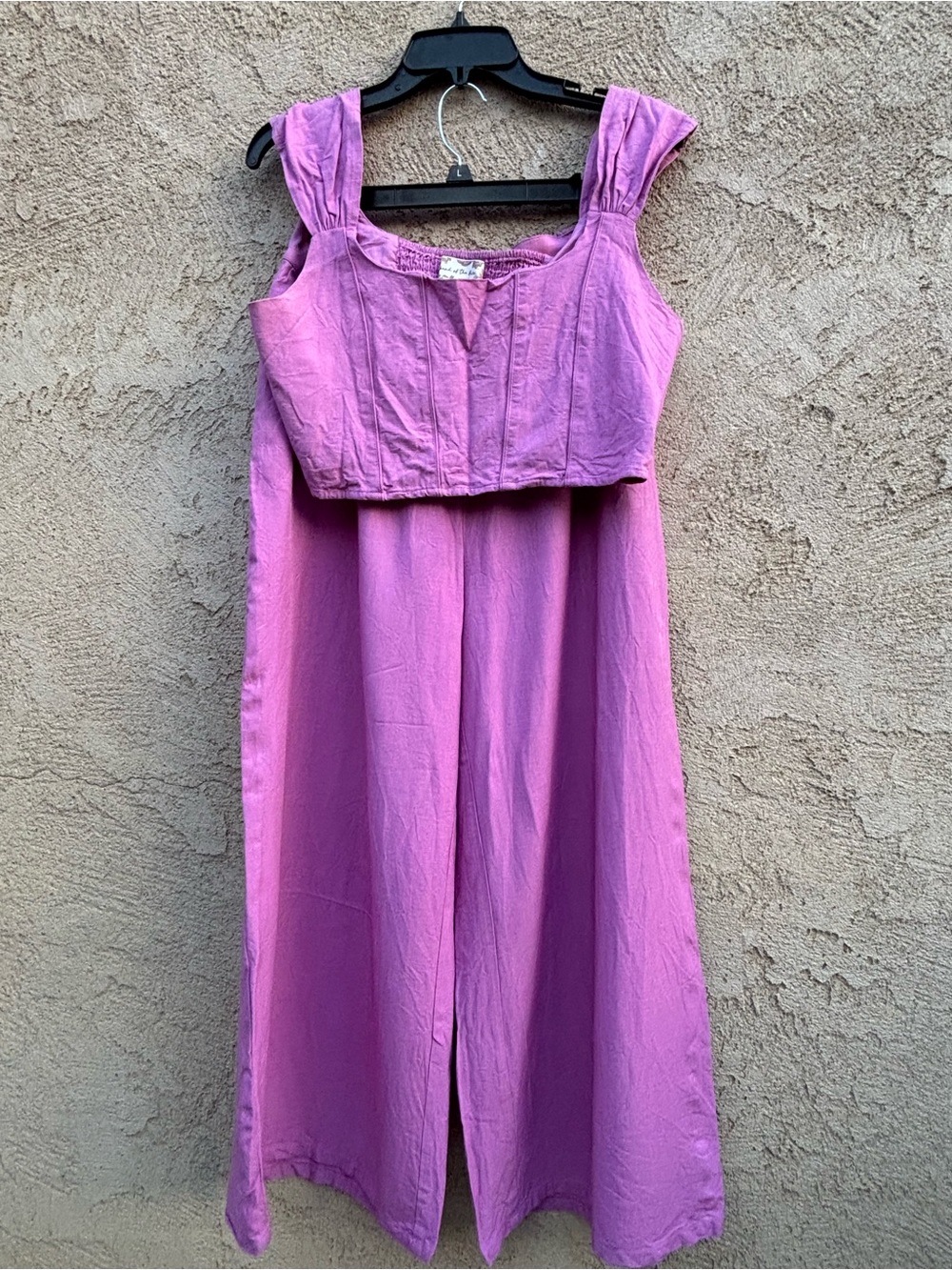 Band of the Free Faux Corset Pull On Crop Top and Palazzo Wide Legs Pants Set M